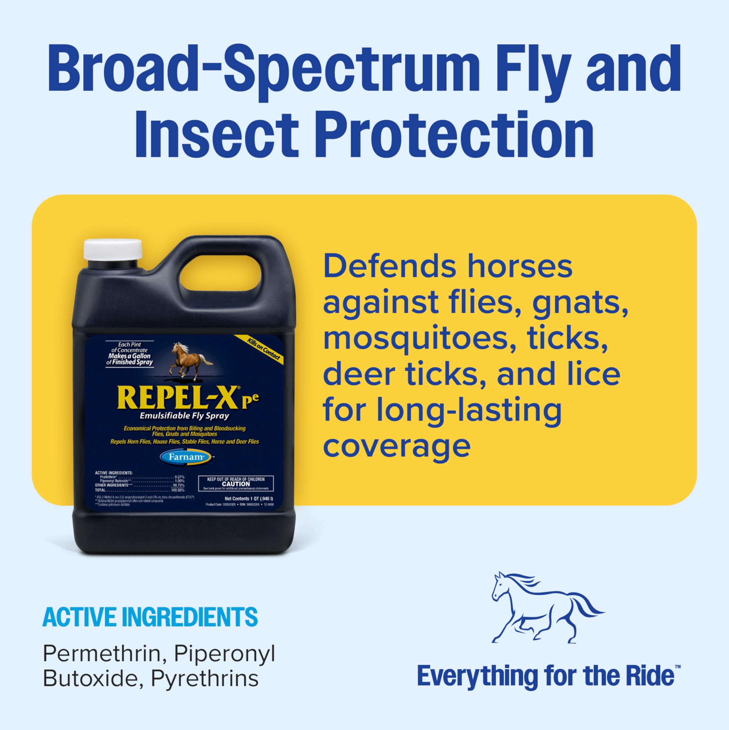 Horse being misted with Repel-X pe to protect from biting insects.
