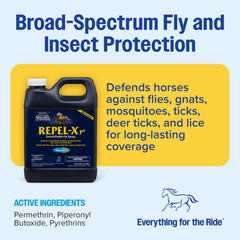 Horse being misted with Repel-X pe to protect from biting insects.