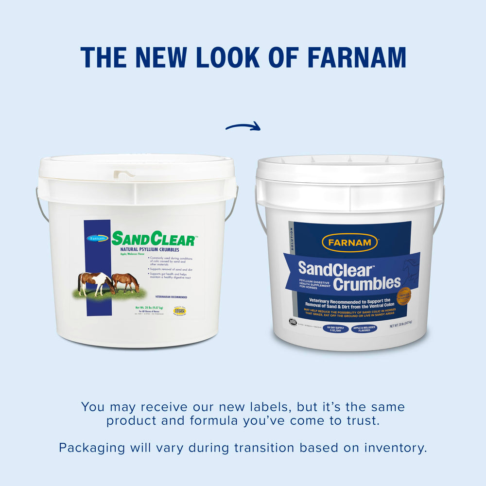 Farnam SandClear Crumbles dispensing scoop for precise dosing.
