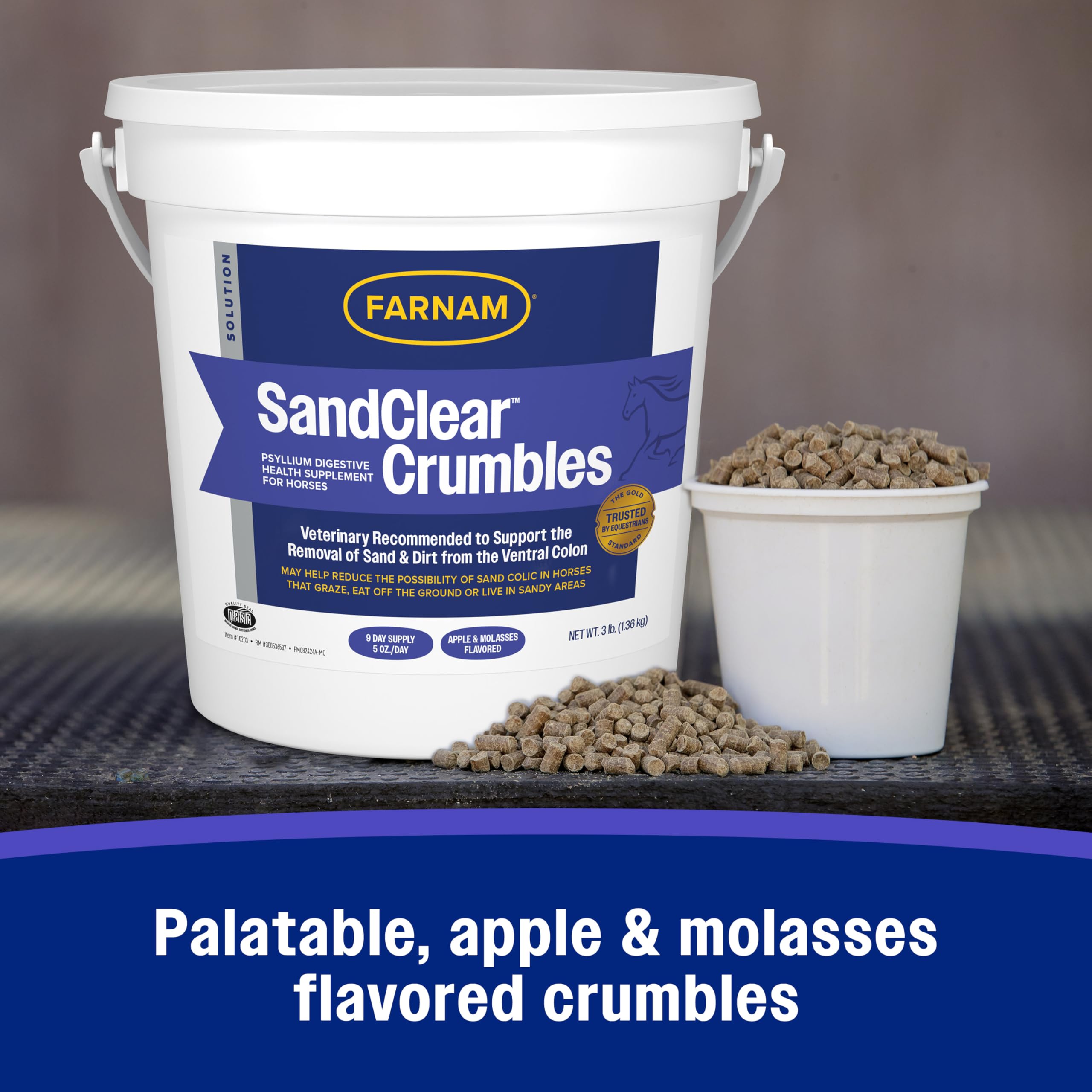 Farnam SandClear mixed into feed, convenient daily use