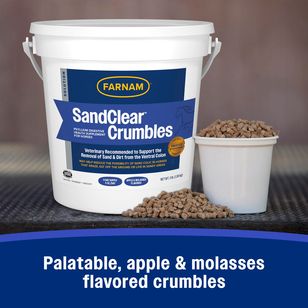 Farnam SandClear mixed into feed, convenient daily use