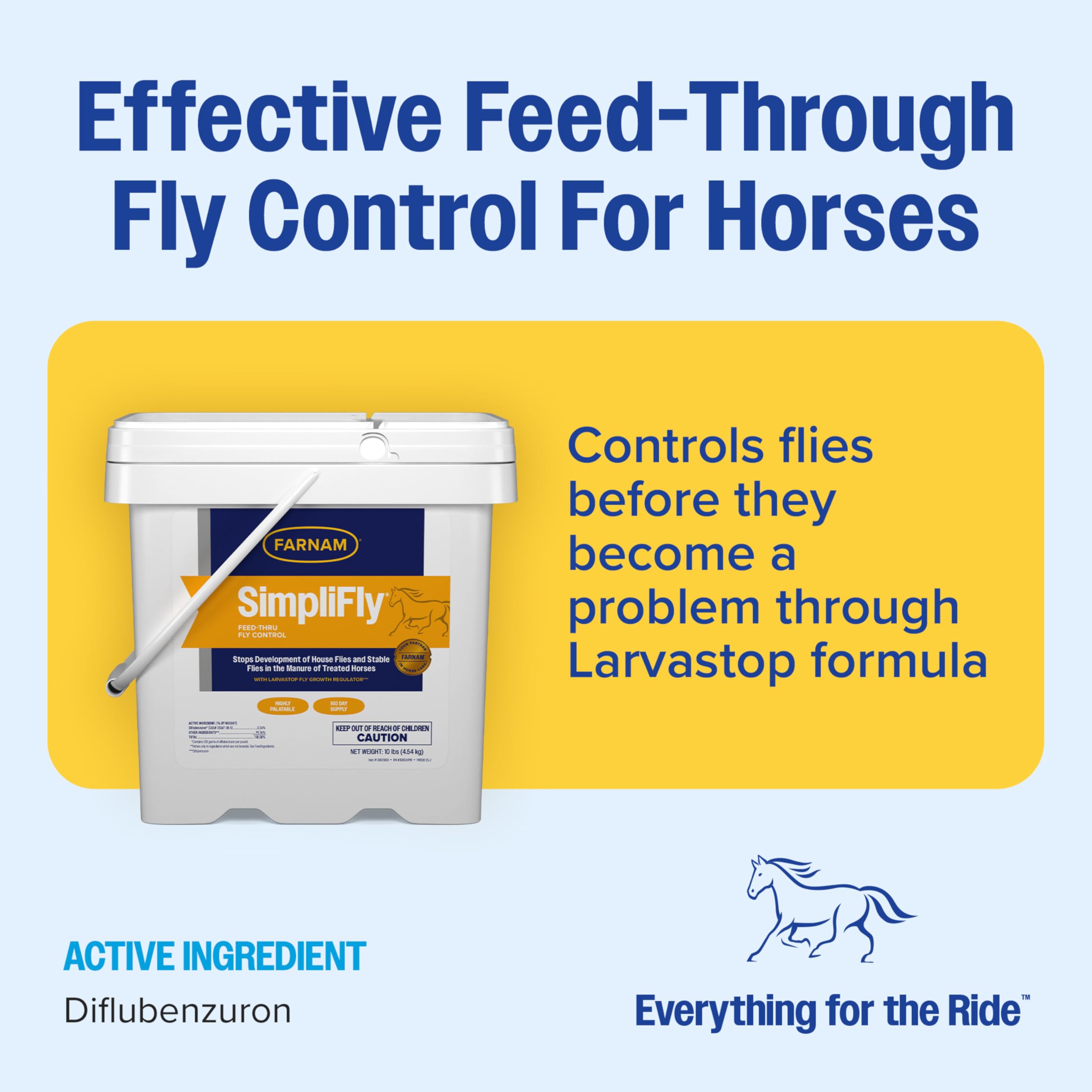 Farnam SimpliFly 160-day supply bucket ready for barn use.