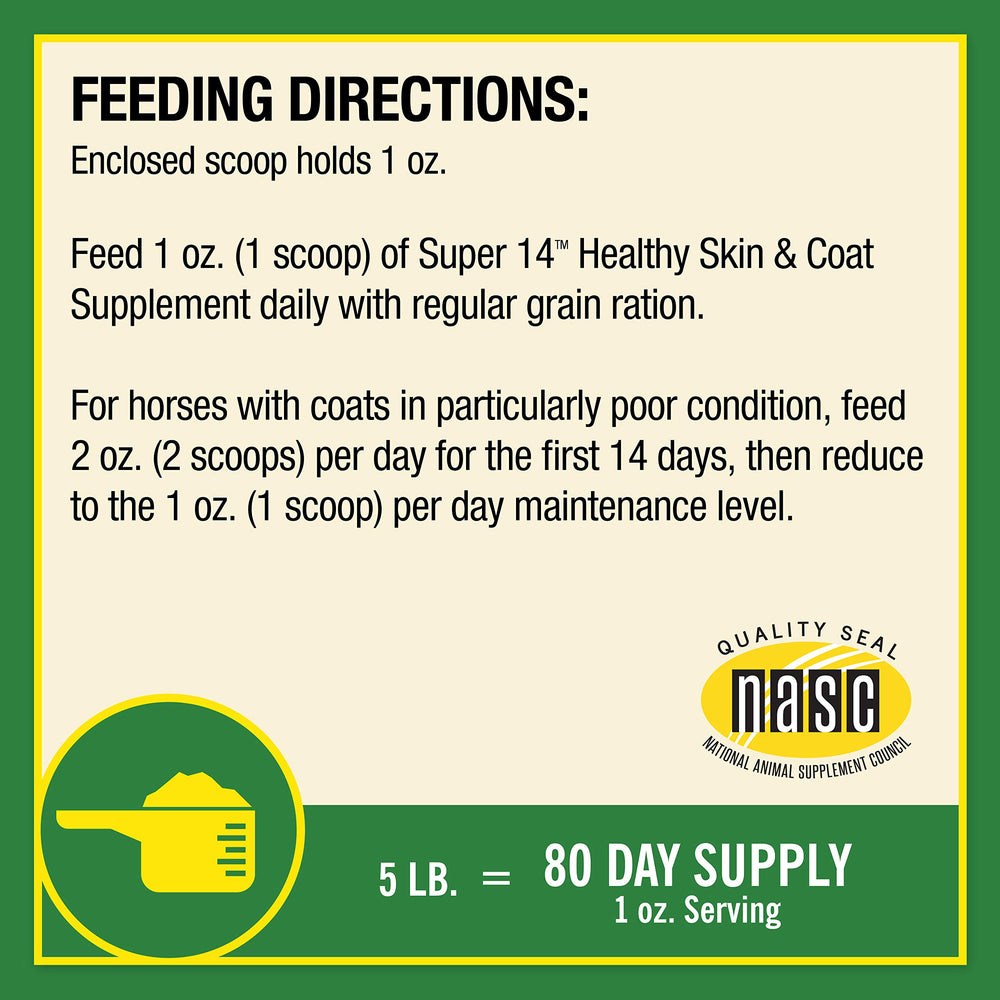 Farnam Super 14 packaging front on shelf signals year-round coat care and value.