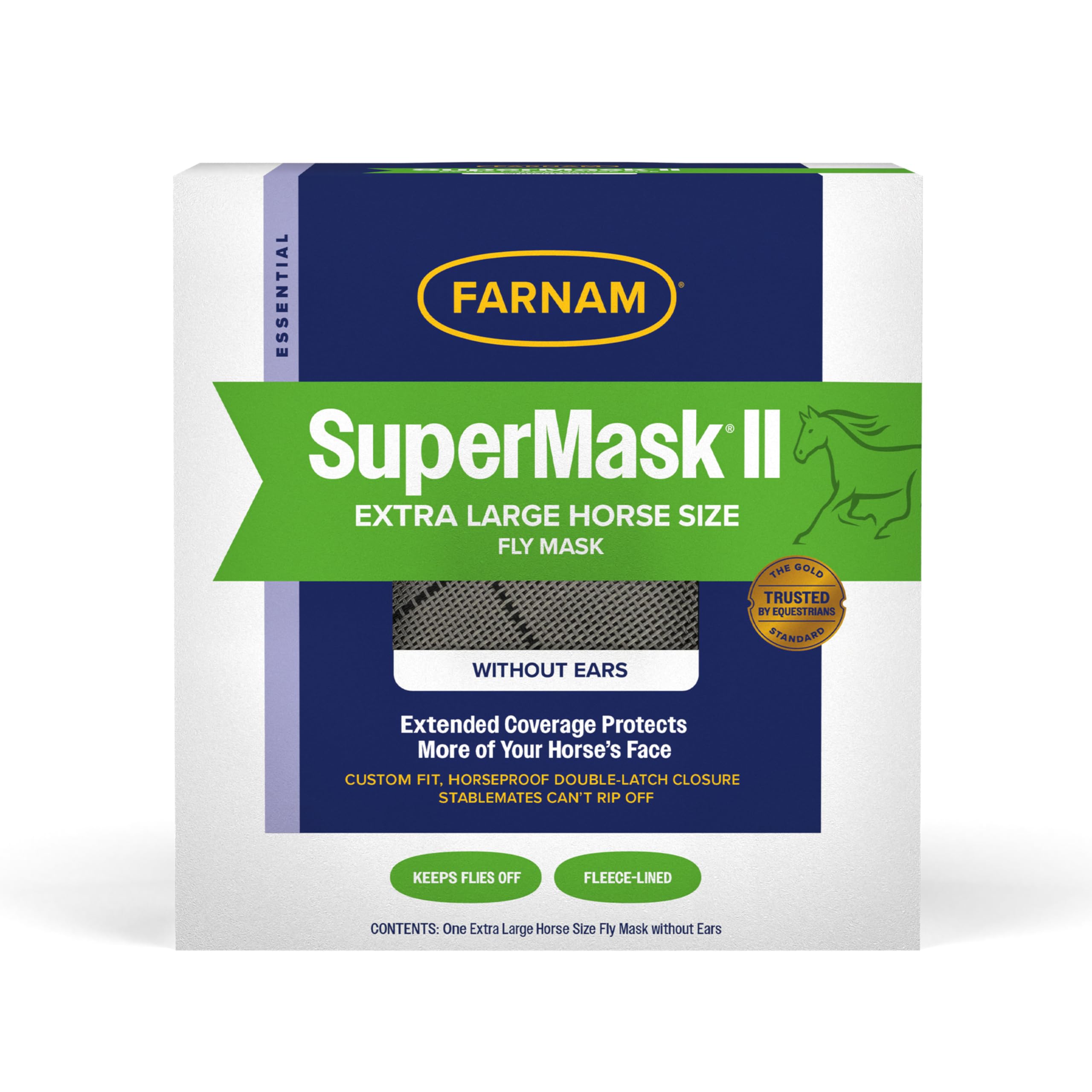 Farnam SuperMask II double-latch closure under the jaw provides secure turnout