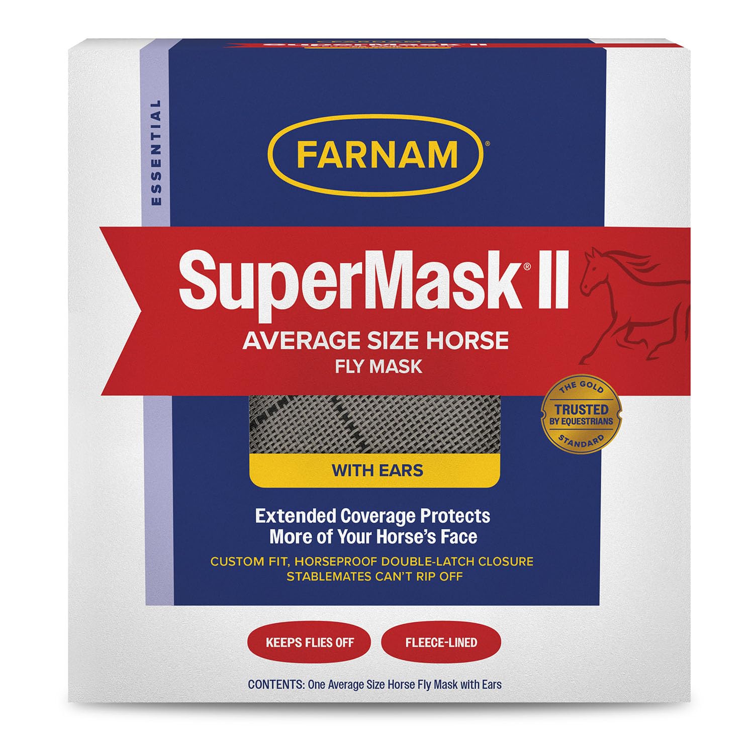 Farnam SuperMask II with ears shields horse eyes from flies during turnout