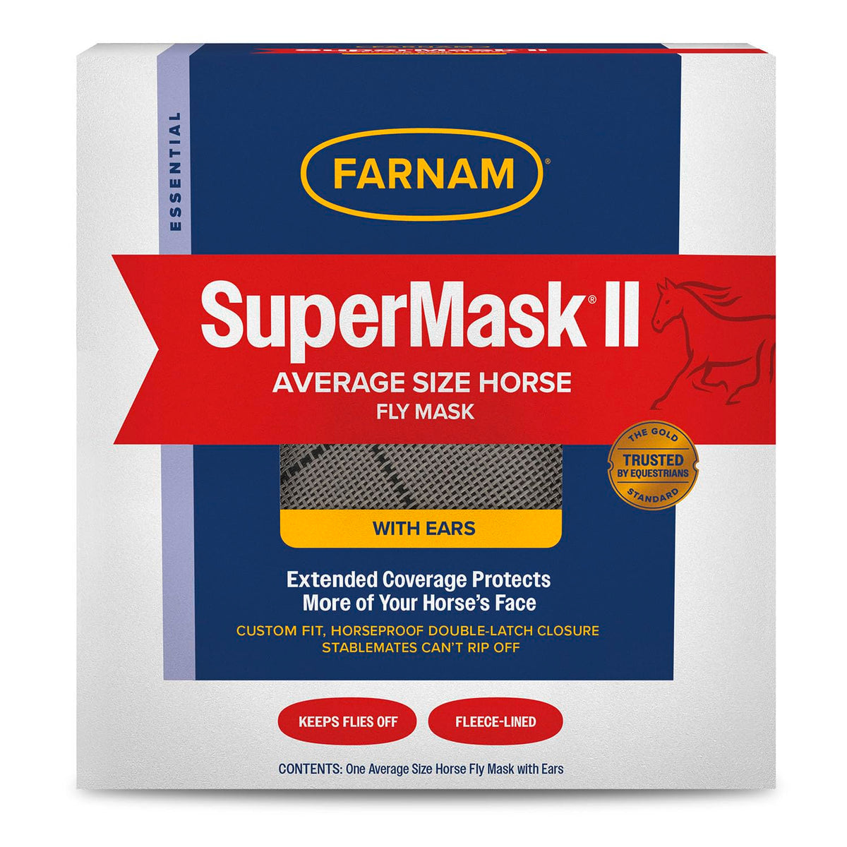 Farnam SuperMask II with ears shields horse eyes from flies during turnout