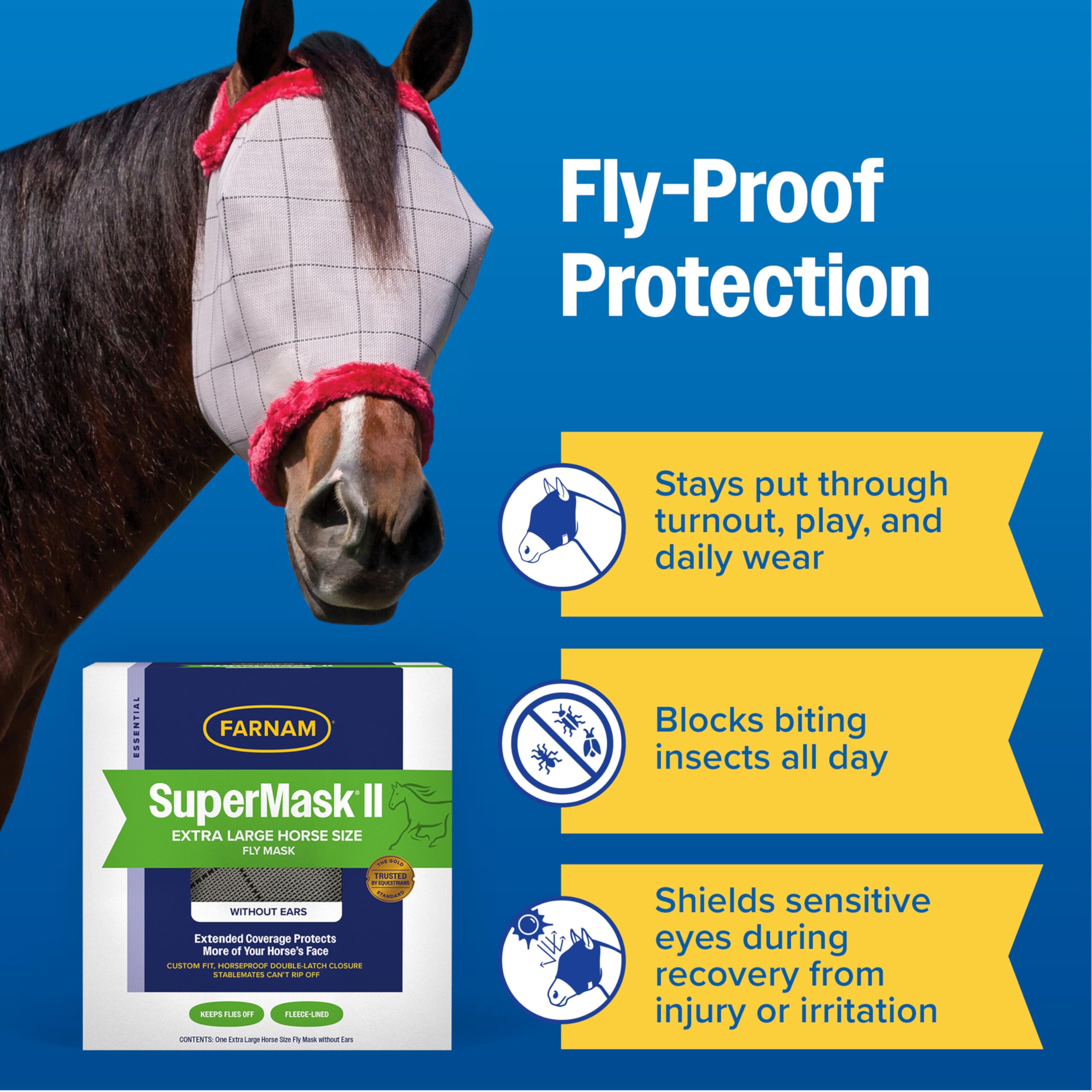 Farnam SuperMask II UV shield protecting eyes in bright sun