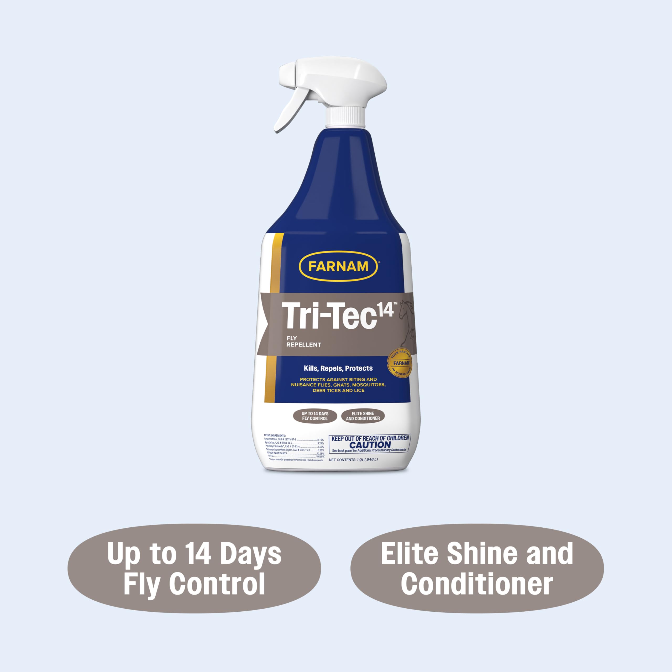 Farnam Tri-Tec 14 applied on a horse's coat during turnout