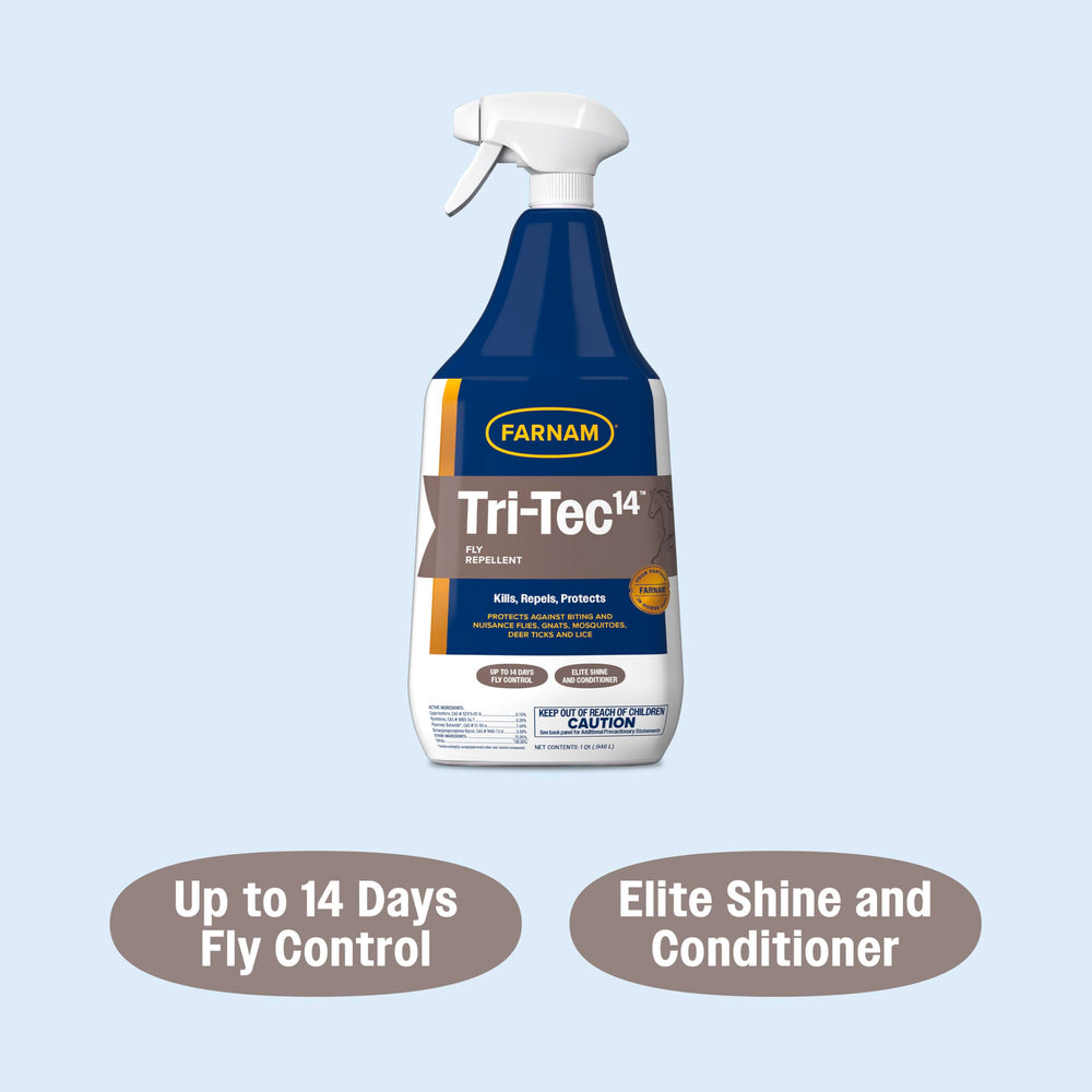Farnam Tri-Tec 14 applied on a horse's coat during turnout