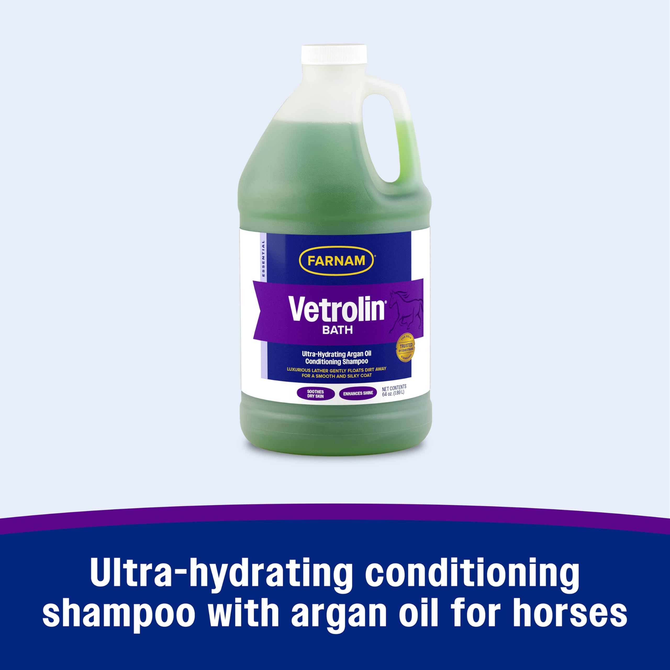 Farnam Vetrolin Bath argan oil ingredient boosts coat shine.