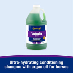 Farnam Vetrolin Bath argan oil ingredient boosts coat shine.