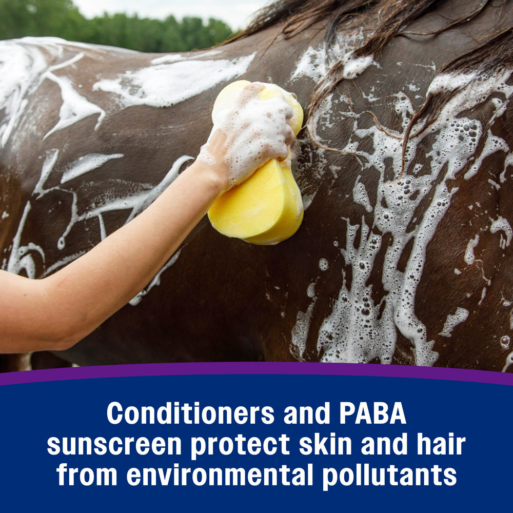 Farnam Vetrolin Bath concentrated formula saves time in grooming.