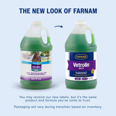 Farnam Vetrolin Bath rich lather lifting dirt during grooming.