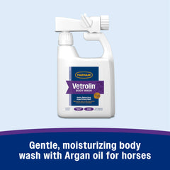 Farnam Vetrolin Body Wash argan oil nourishes and conditions coats during bath.