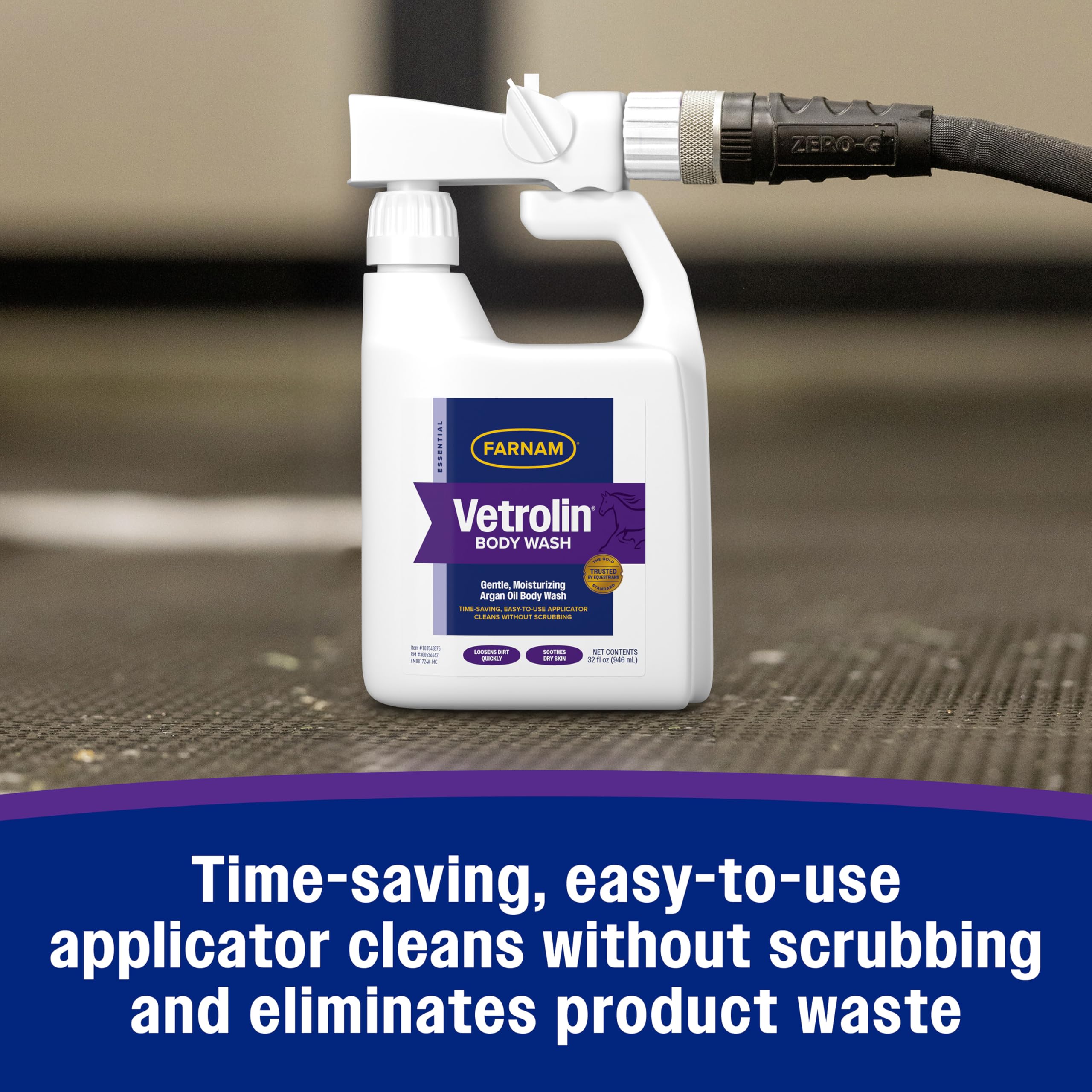 Farnam Vetrolin Body Wash rinses out easily leaving a fresh Vetrolin scent.