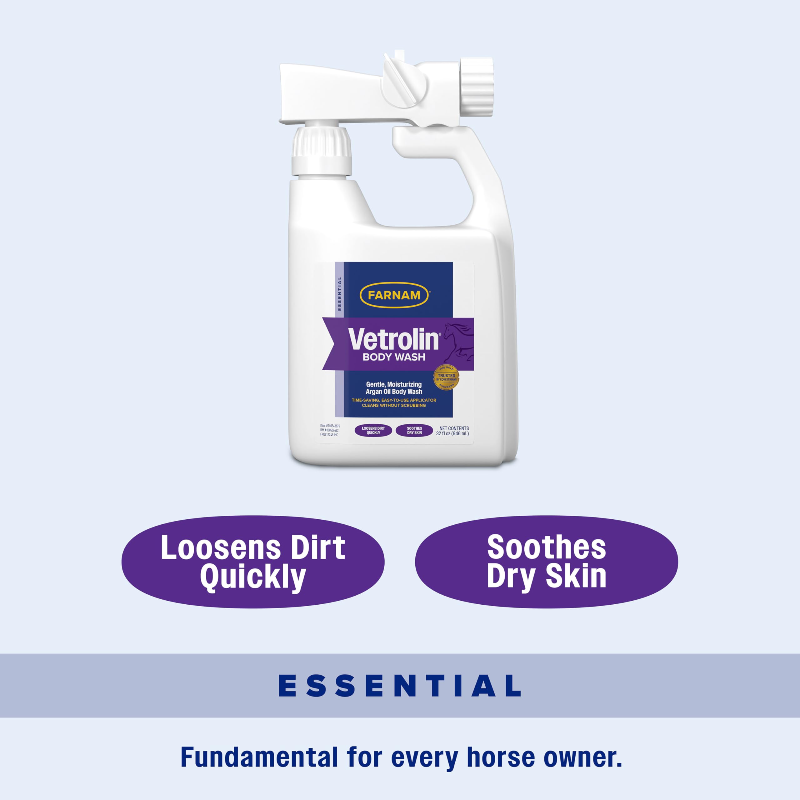 Farnam Vetrolin Body Wash for horses and dogs supports a shiny coat.
