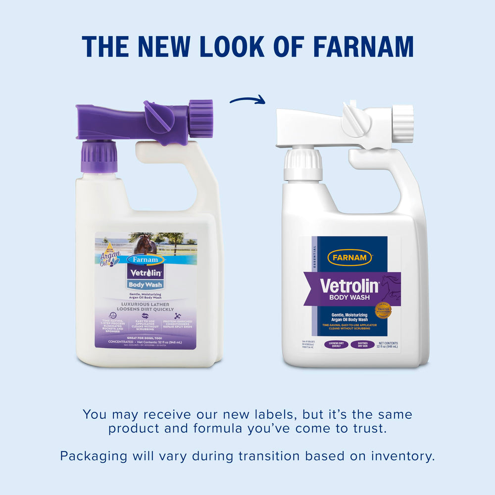 Farnam Vetrolin Body Wash one-step grooming delivers deep clean with minimal effort.