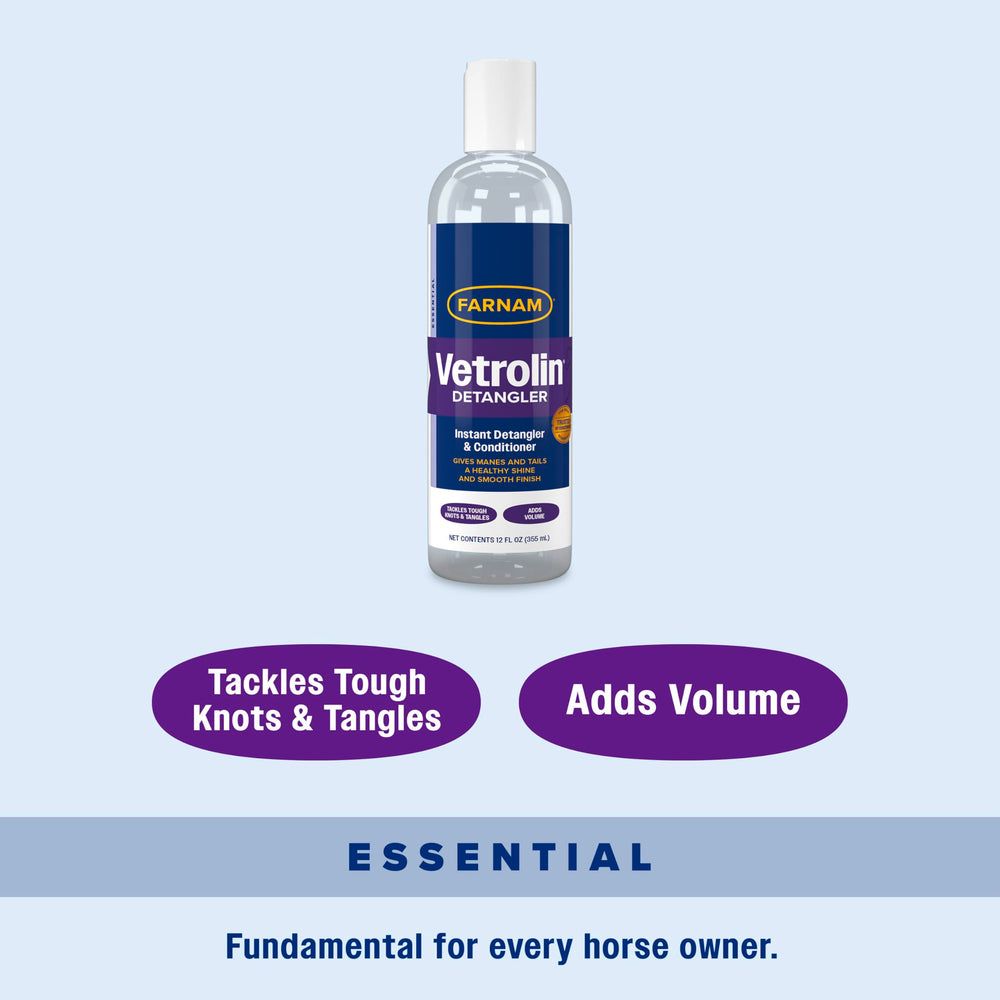 Farnam Vetrolin brush-out process highlighting gentle grooming