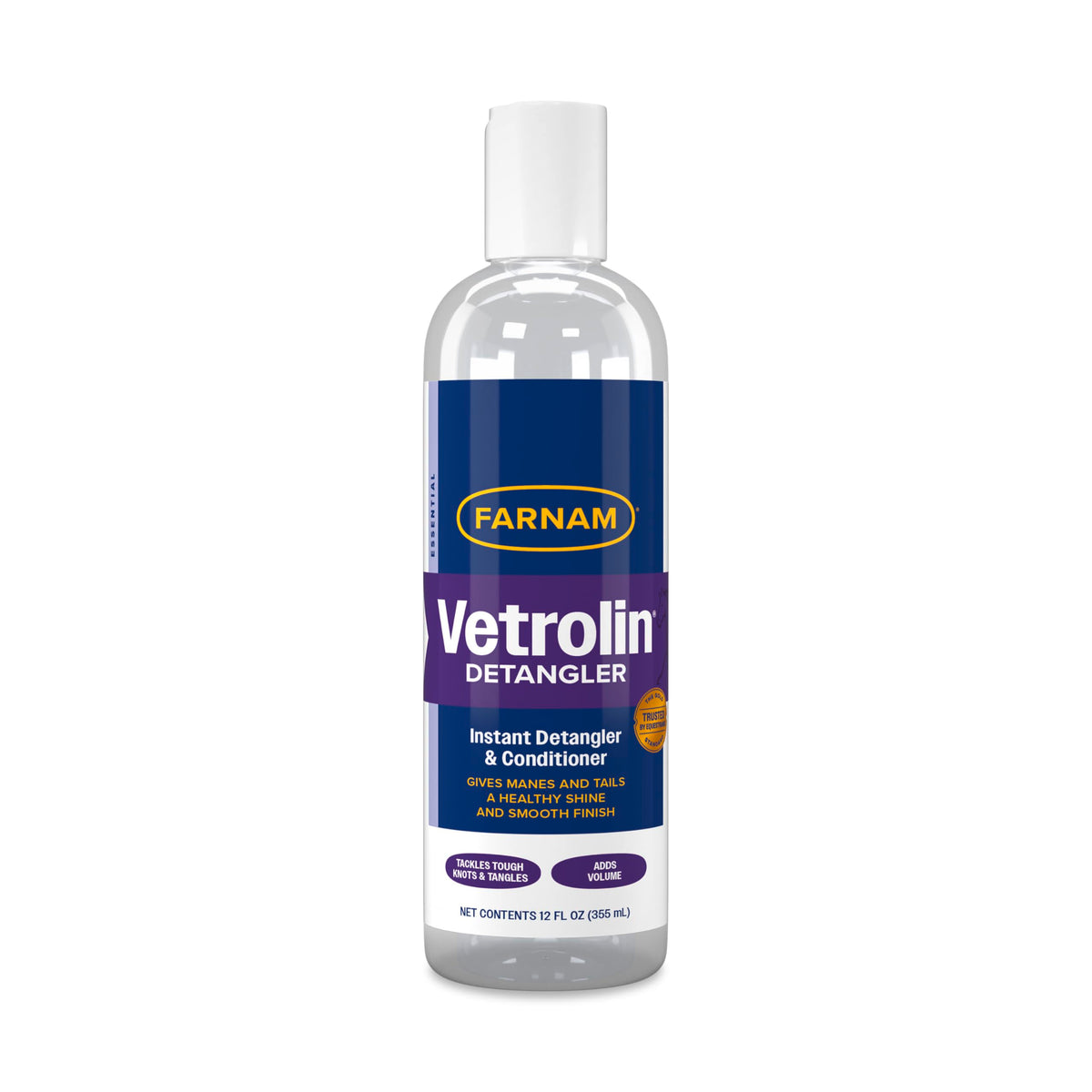 Farnam Vetrolin Instant Detangler bottle showing fast detangling for smooth mane