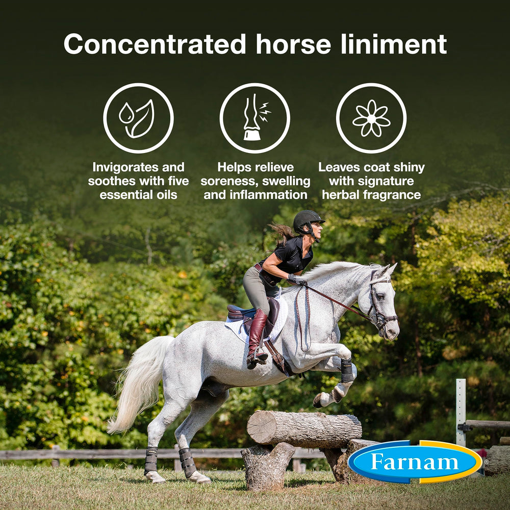 Farnam Vetrolin liniment provides topical relief for muscles.