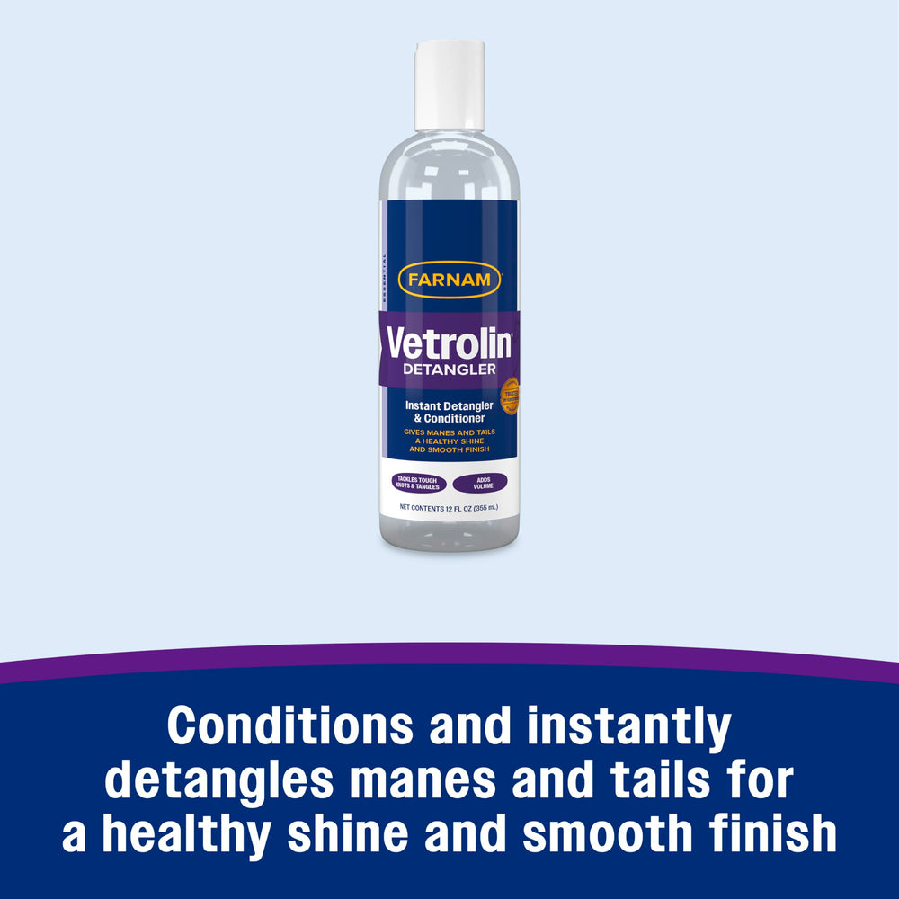 Farnam Vetrolin detangles mane during application for easier brushing