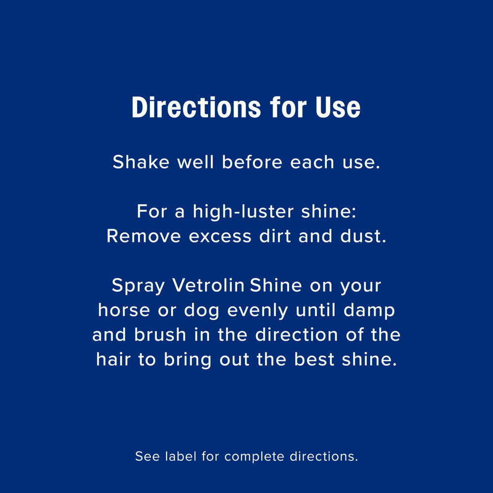 Farnam Vetrolin Shine protects against dust and weather on coats.