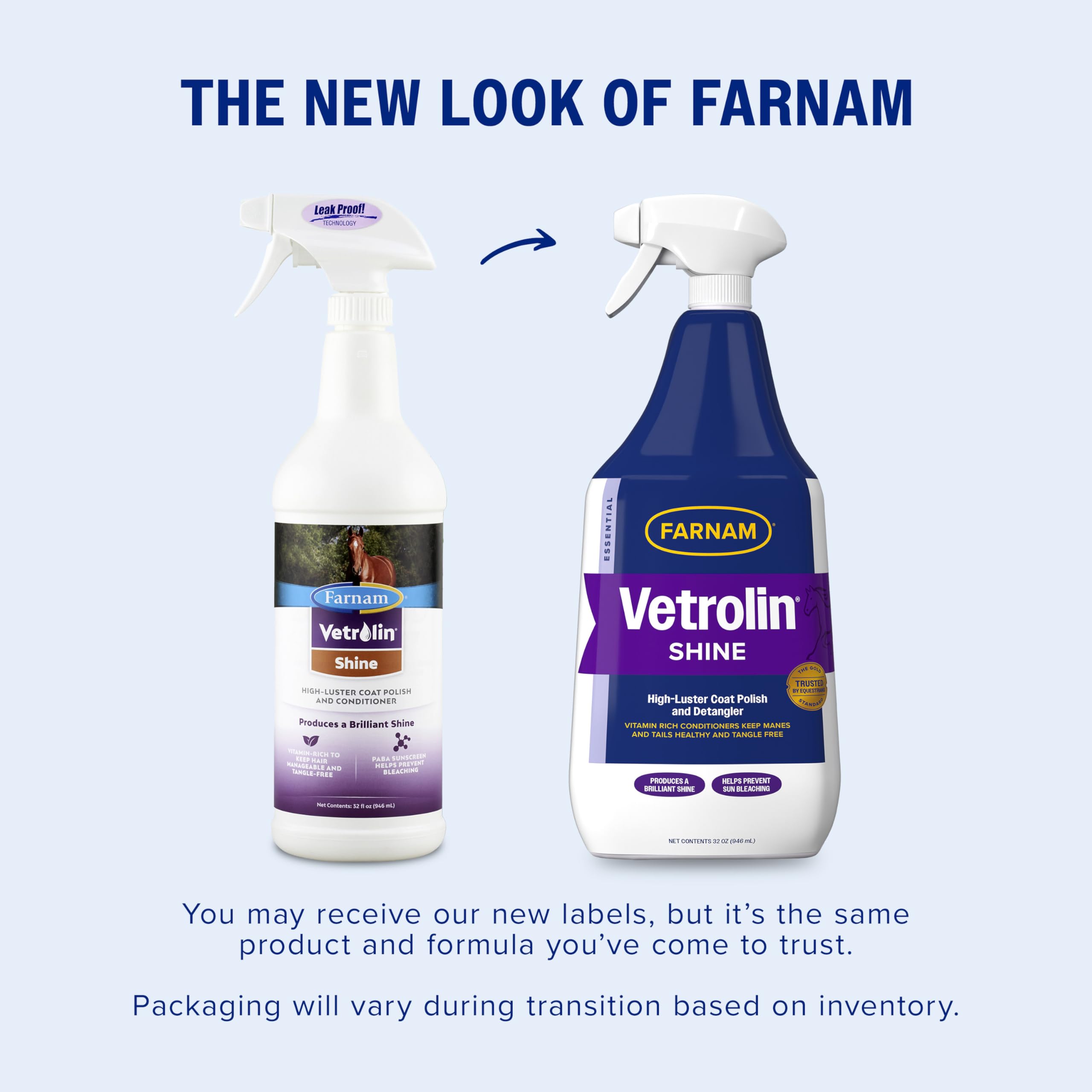 Farnam Vetrolin Shine detangles mane for smooth grooming.