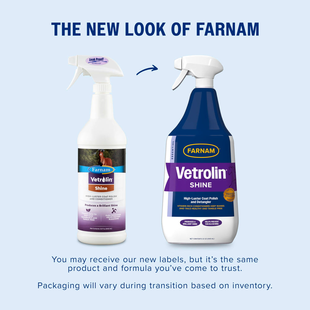 Farnam Vetrolin Shine detangles mane for smooth grooming.