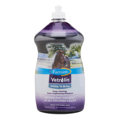 Farnam Vetrolin White N Brite Shampoo bottle brightens coats and softens hair