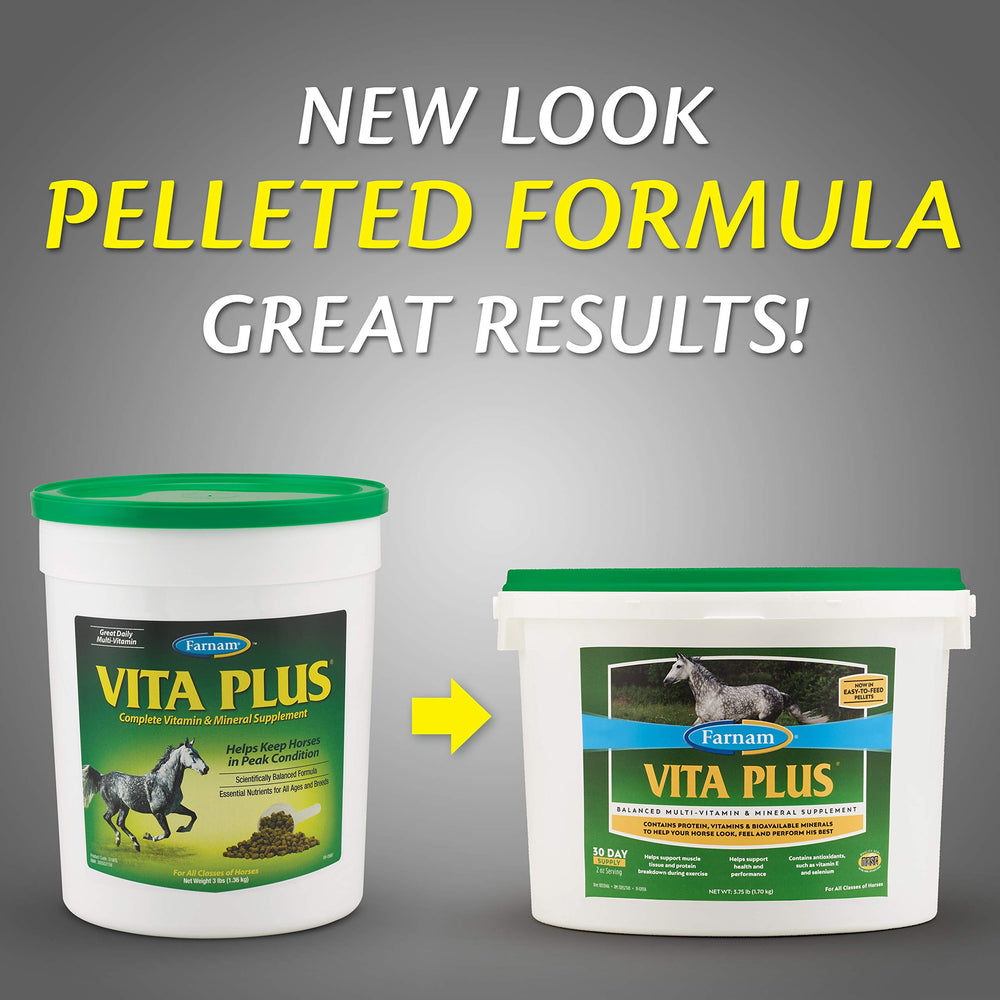 Palatable Vita Plus pellets help encourage steady daily intake.