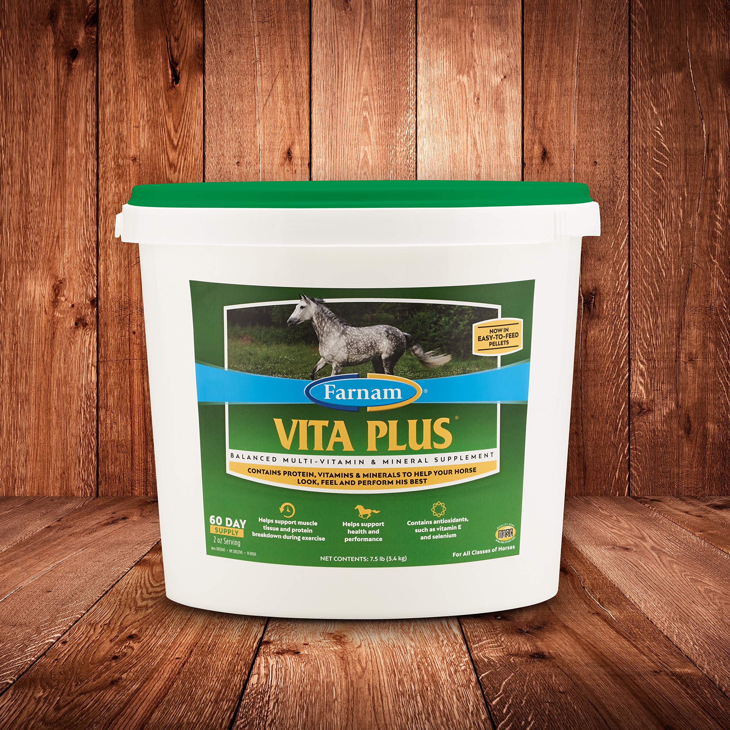 Close-up of Vita Plus pellets highlighting palatable texture for daily feeding.
