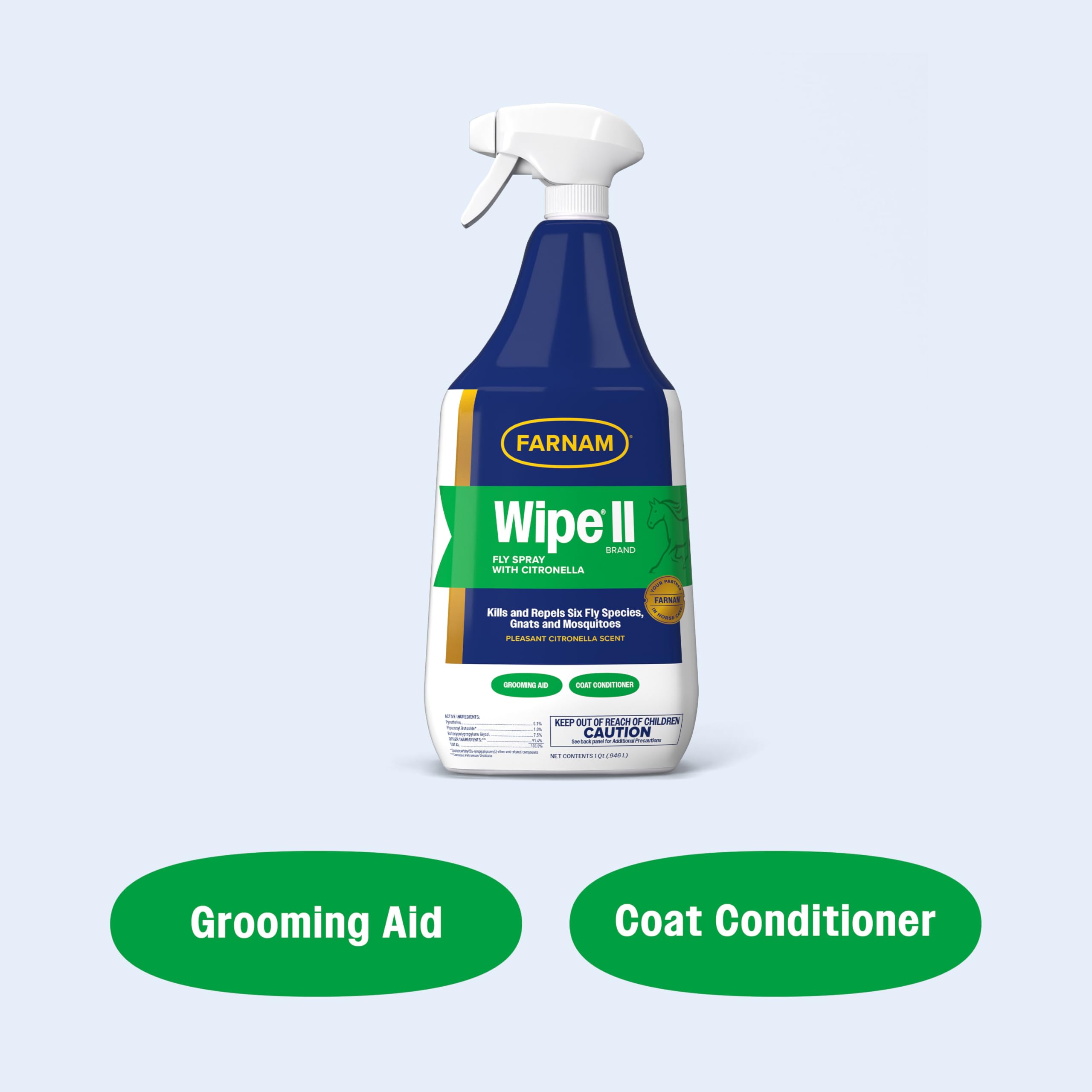 Farnam Wipe II acts fast to paralyze and kill flies.