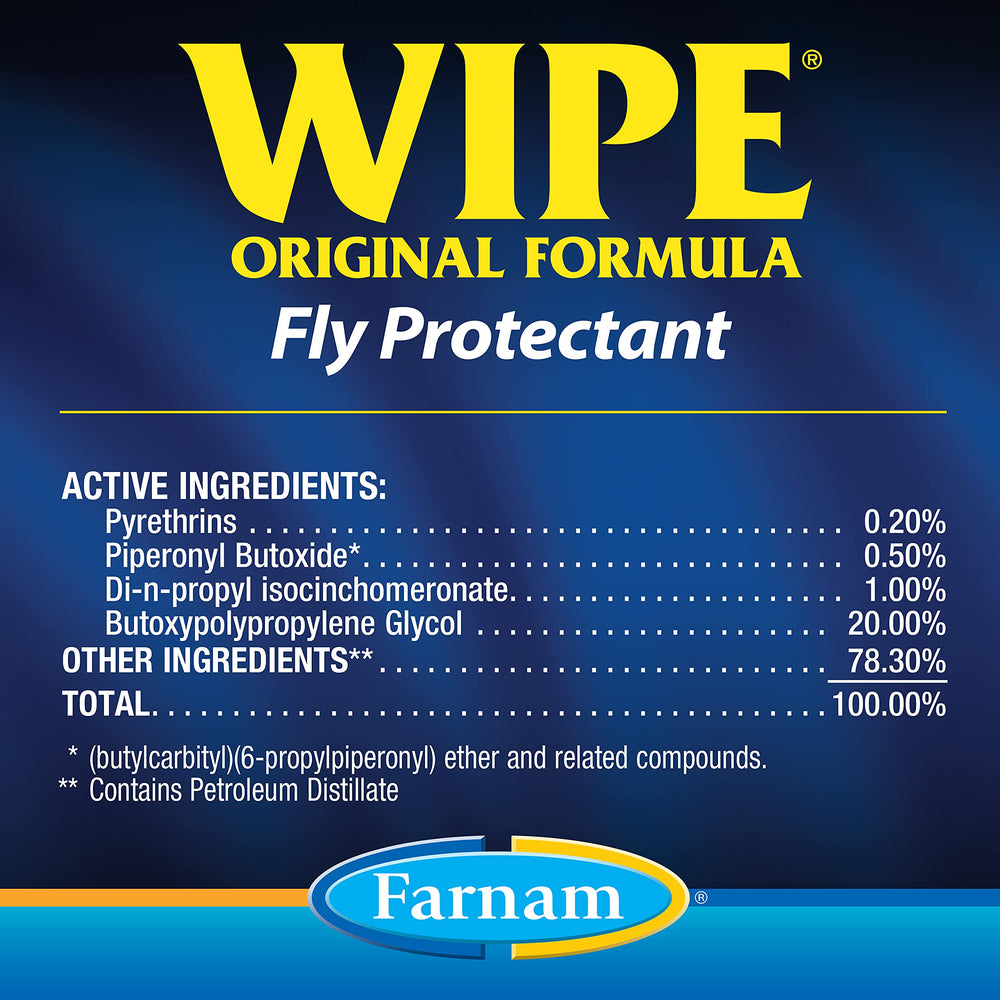 Farnam Wipe Original applied on horse face for targeted protection