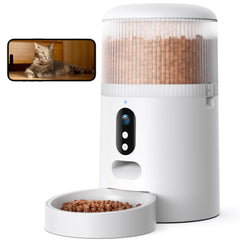 Faroro automatic cat feeder camera front view for remote monitoring of meals.