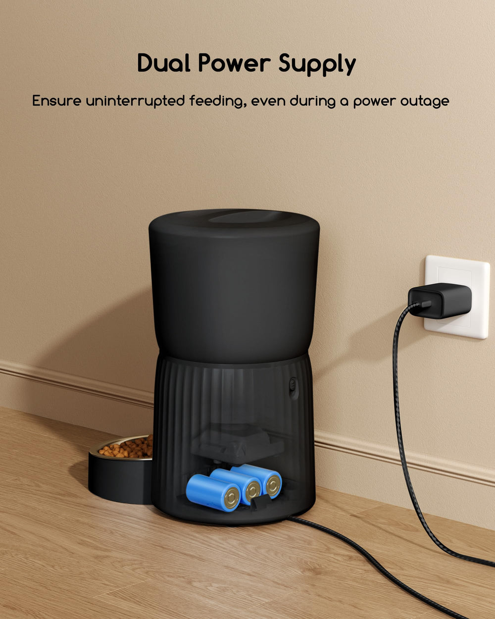 Faroro dual power option ensures operation during outages for uninterrupted feeding