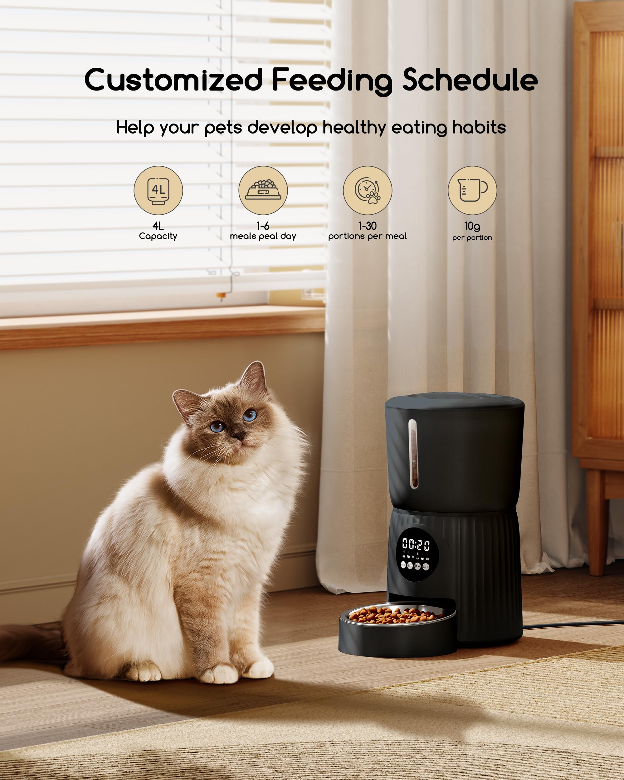 Faroro feeder setup shows daily meal planning and portion control