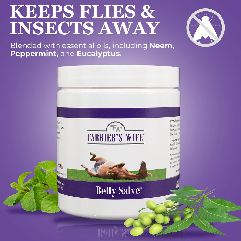 Farrier's Wife Belly Salve anti-itch cooling effect on irritated skin.