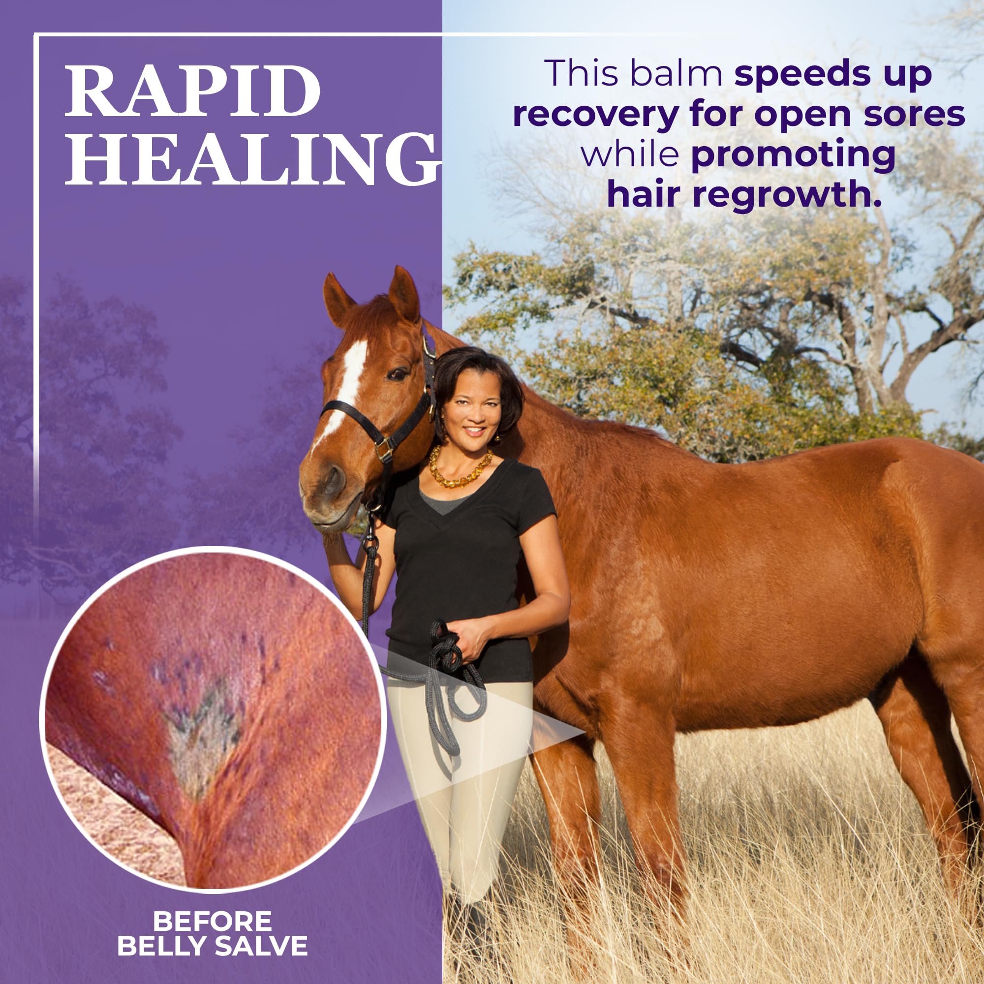 Farrier's Wife Belly Salve leaves coat soft and shiny.