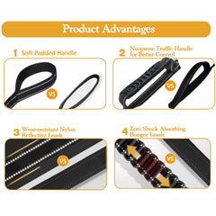 Fashion&cool shock absorbing bungee leash cushions pulling tension.