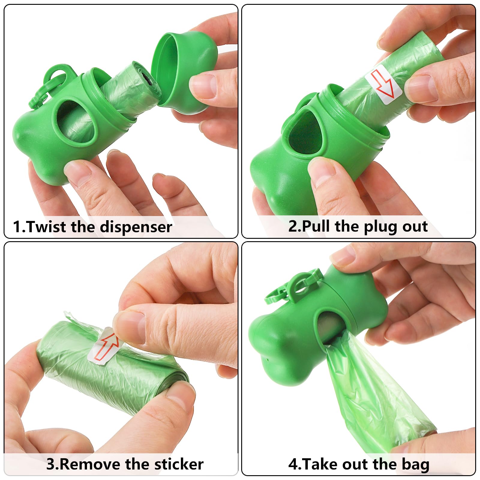 Fasmov poop bag dispenser clips to leash for hands-free use
