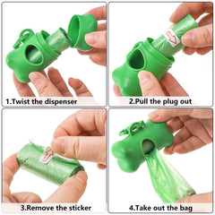 Fasmov poop bag dispenser clips to leash for hands-free use