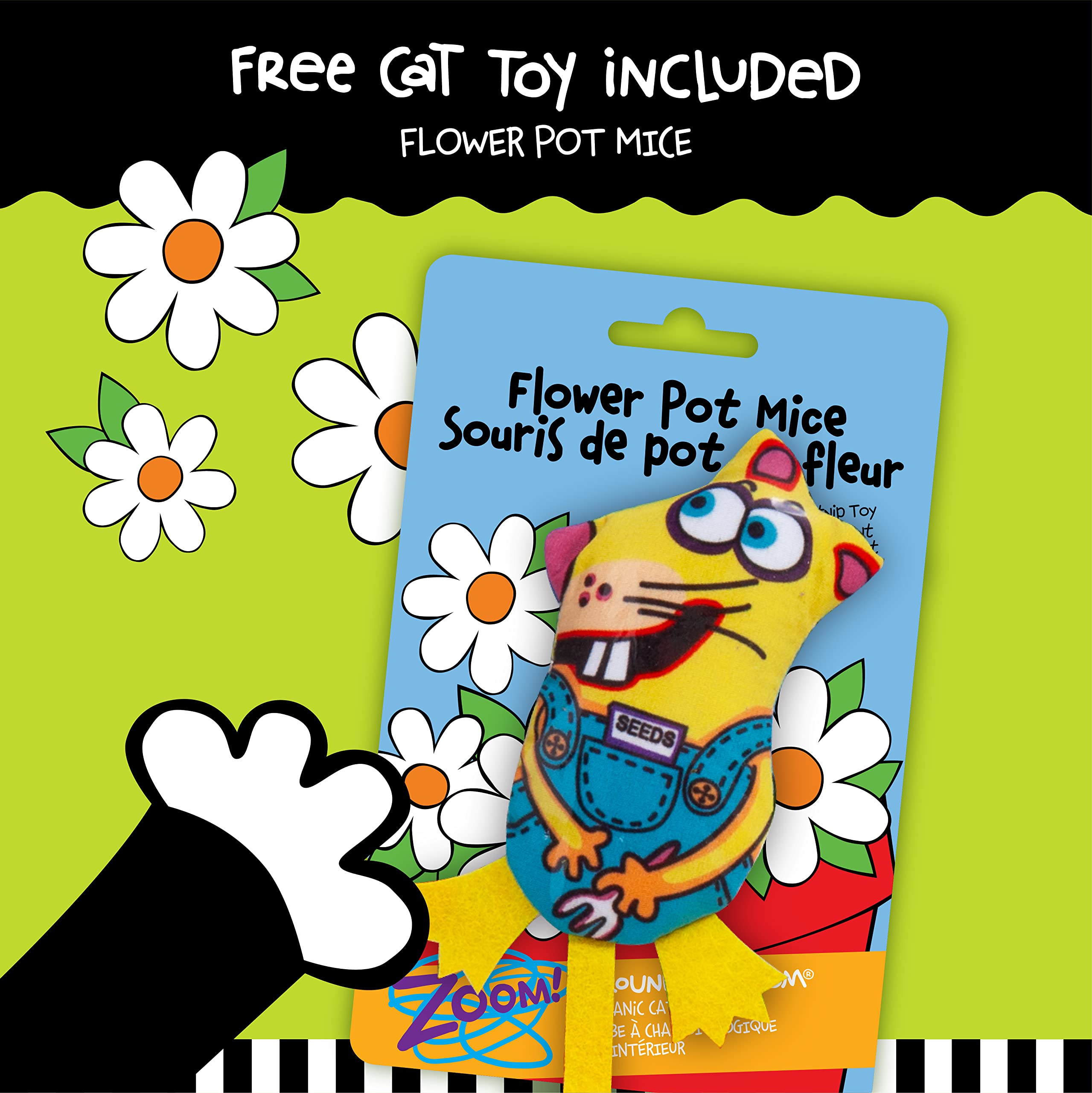 Fat Cat Bright tassels add visual fun and additional movement to stimulate play.