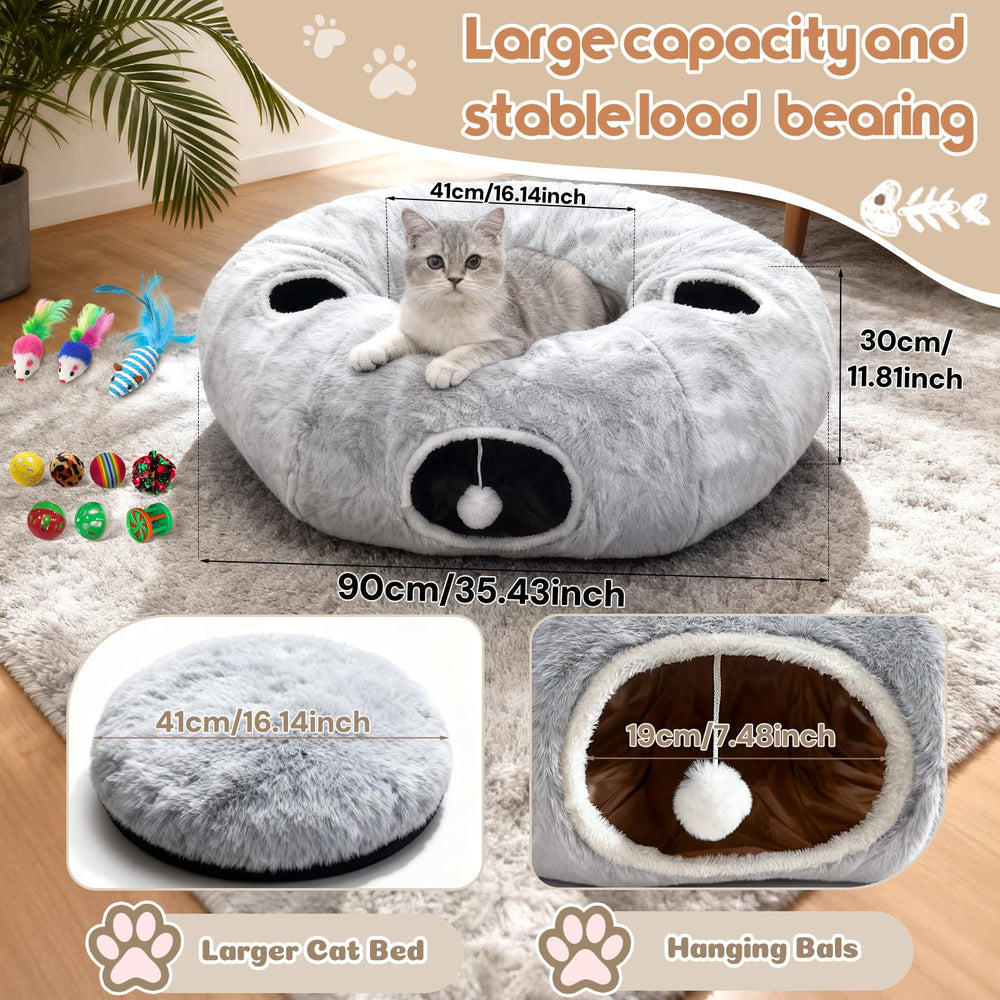 Fayavoo 4-Holes cat tunnel bed top view showing circular design