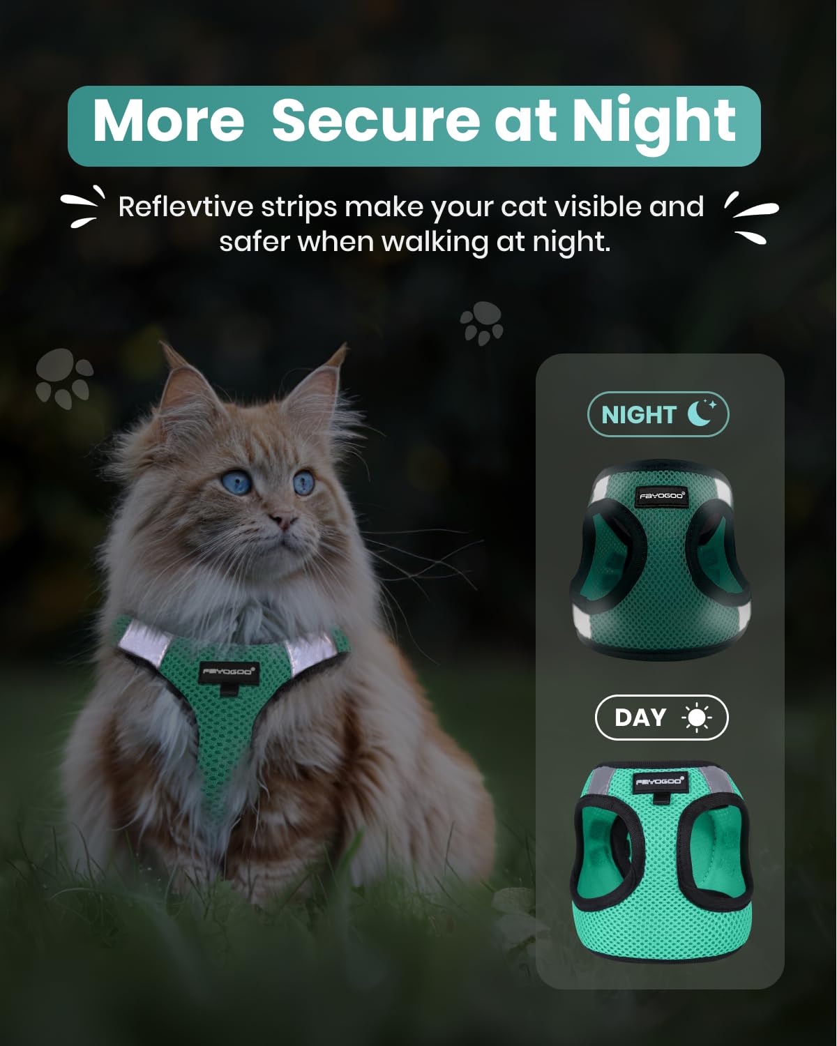FAYOGOO air-mesh soft-vest design keeps pets cool during warm walks