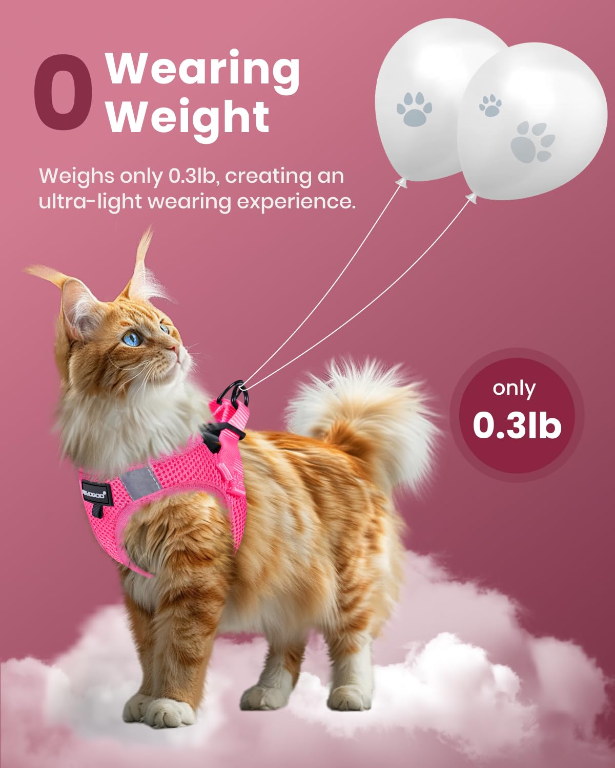 FAYOGOO cat harness easy-on-one-step wear for quick fittings.