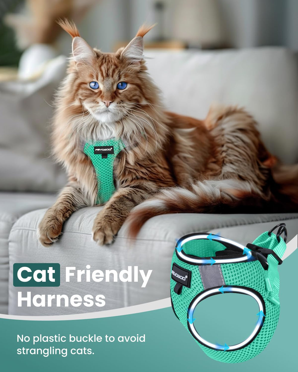 FAYOGOO cat harness quick step-in action highlights fast setup for busy mornings