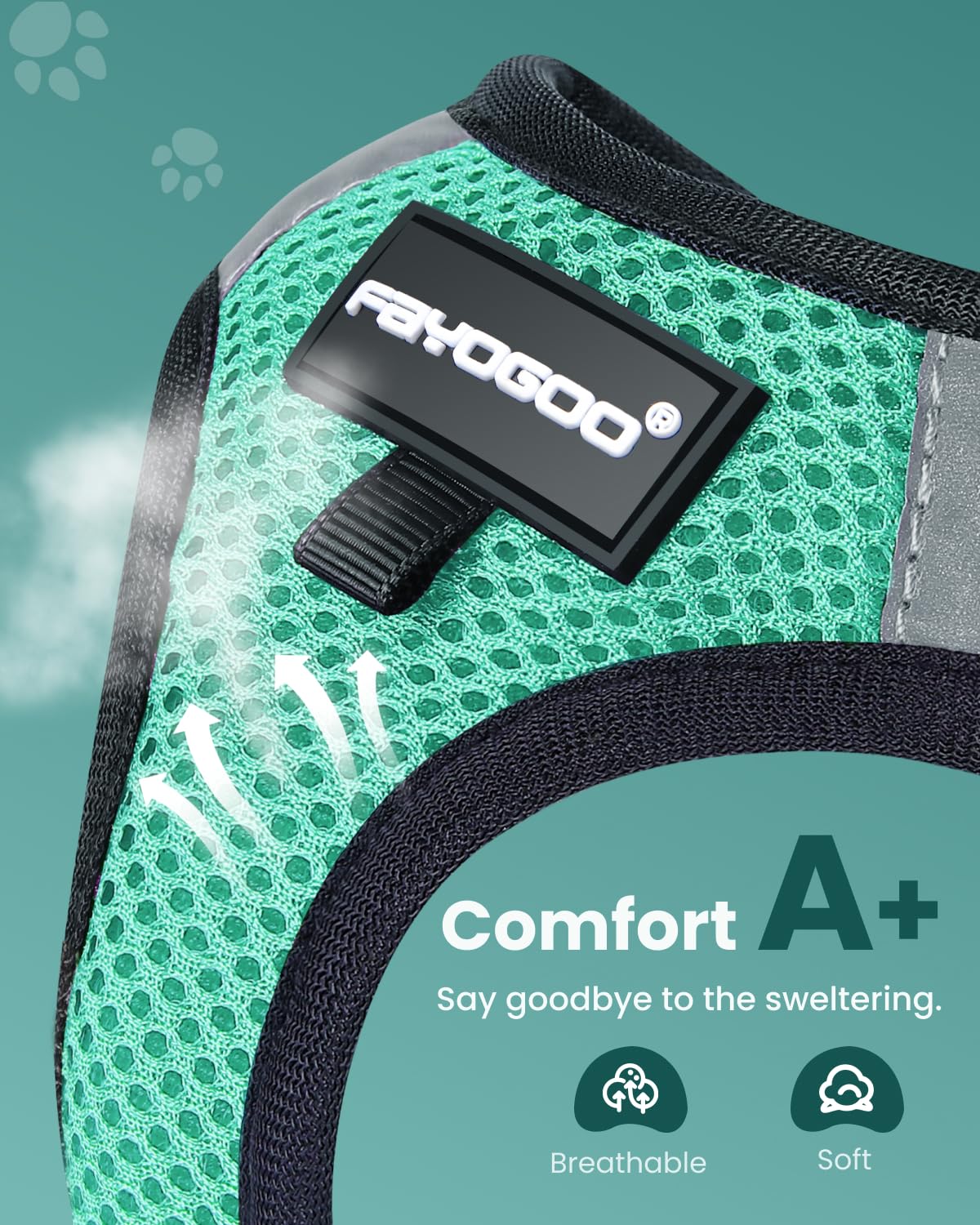FAYOGOO escape-proof harness front wear emphasizes quick step-in design for easy dressing