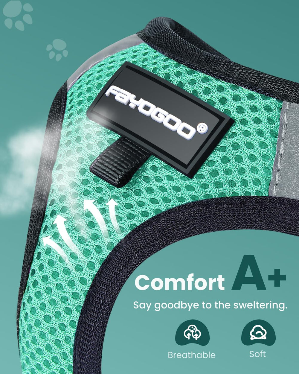 FAYOGOO escape-proof harness front wear emphasizes quick step-in design for easy dressing