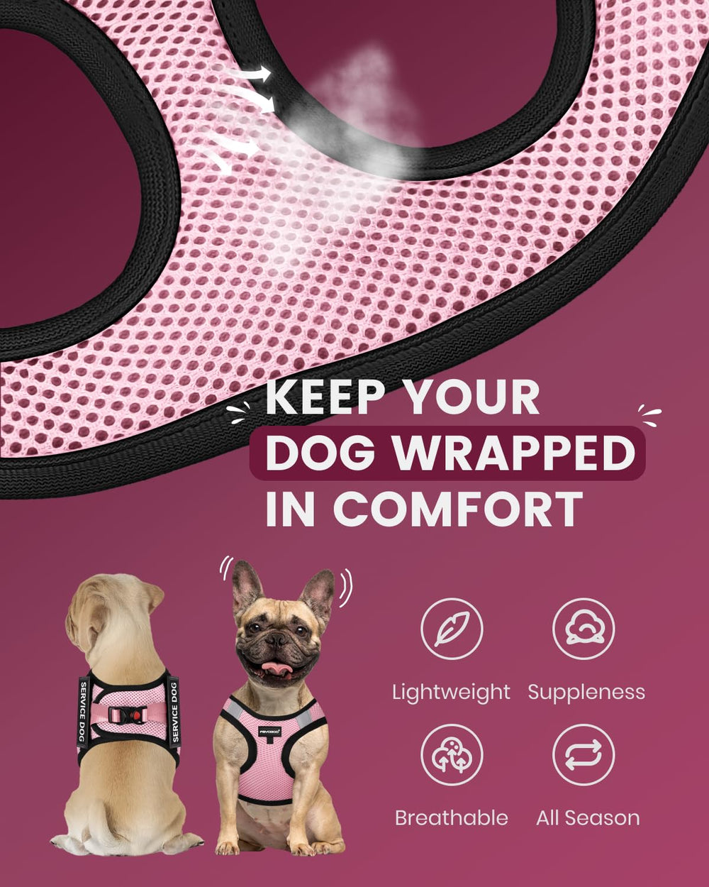 FAYOGOO lightweight harness with six removable patches for customization.