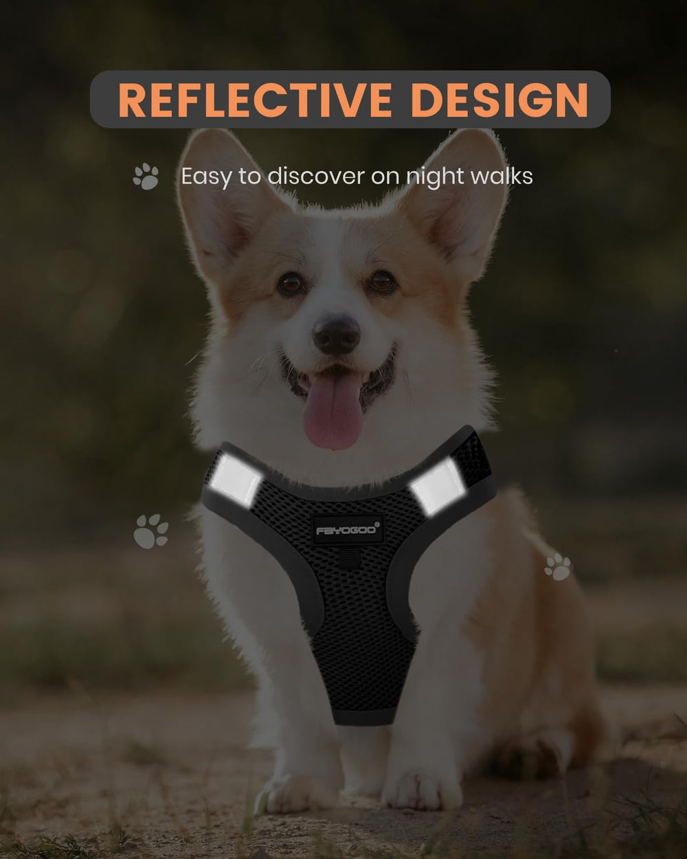 FAYOGOO vest with reflective straps for safer night walking